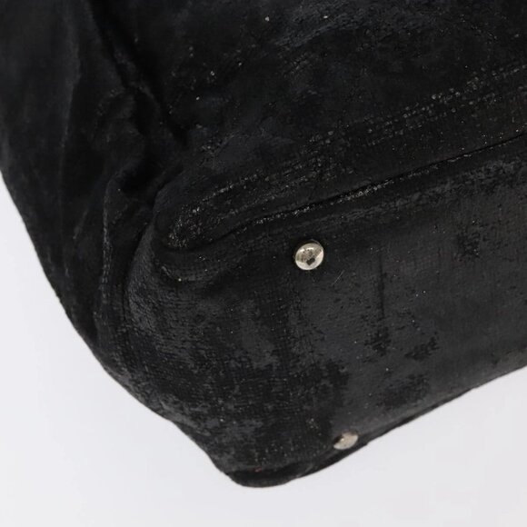 CHANEL Paris Biarritz MM Tote Bag Coated Canvas Black Silver CC Auth bs19293 - Picture 4 of 16